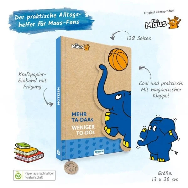 Elefant - Notizbuch mit Klappe