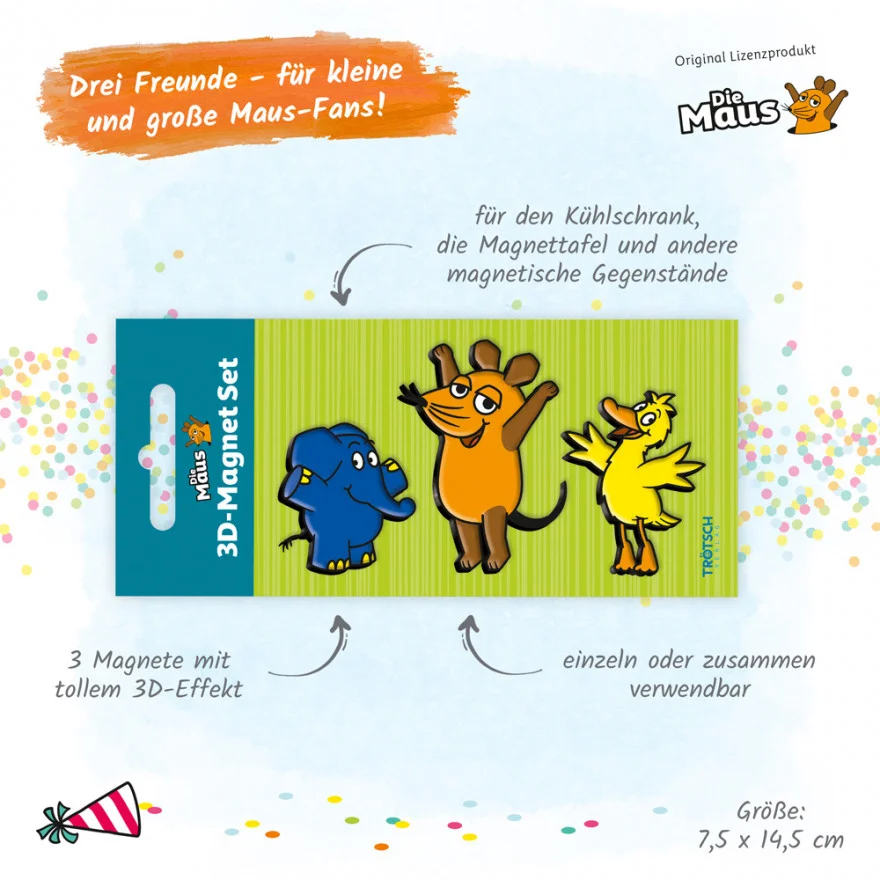 Die Maus - 3D Magnet Set - Drei Freunde