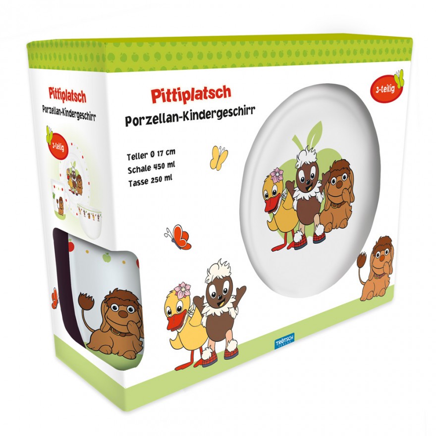 Pittiplatsch - Kindergeschirrset aus Porzellan (3-teilig)