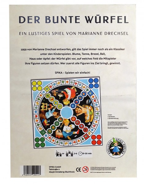 Der bunte Würfel Brettspiel von SPIKA Rückansicht