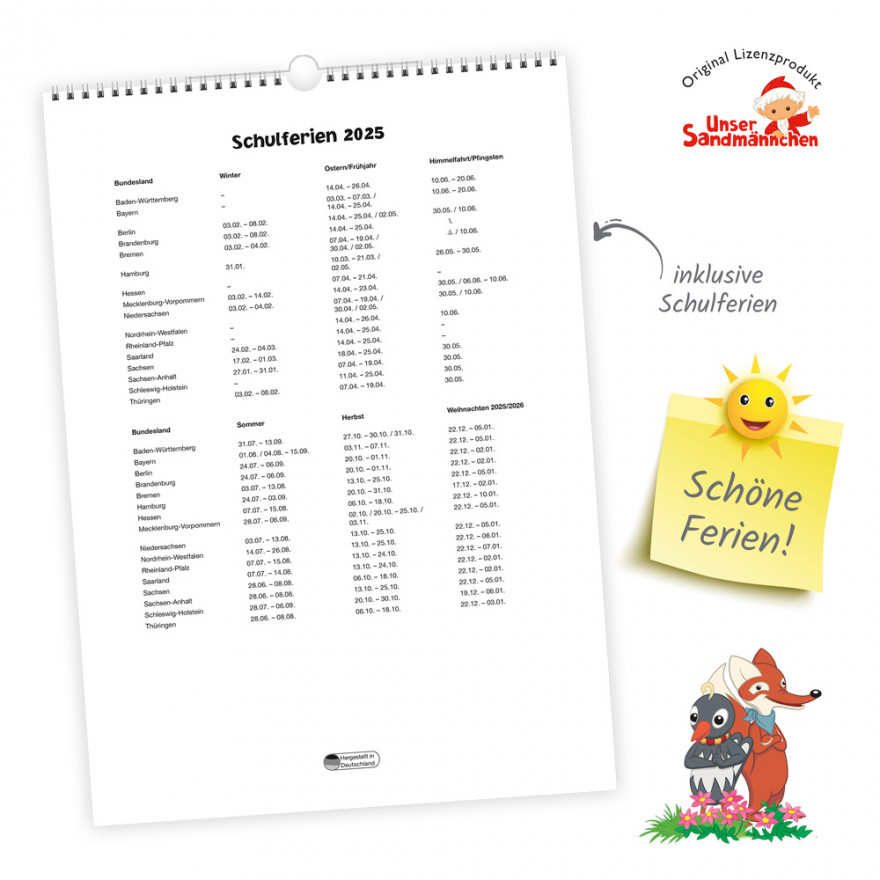 Unser Sandmännchen - XL-Familienkalender 2025