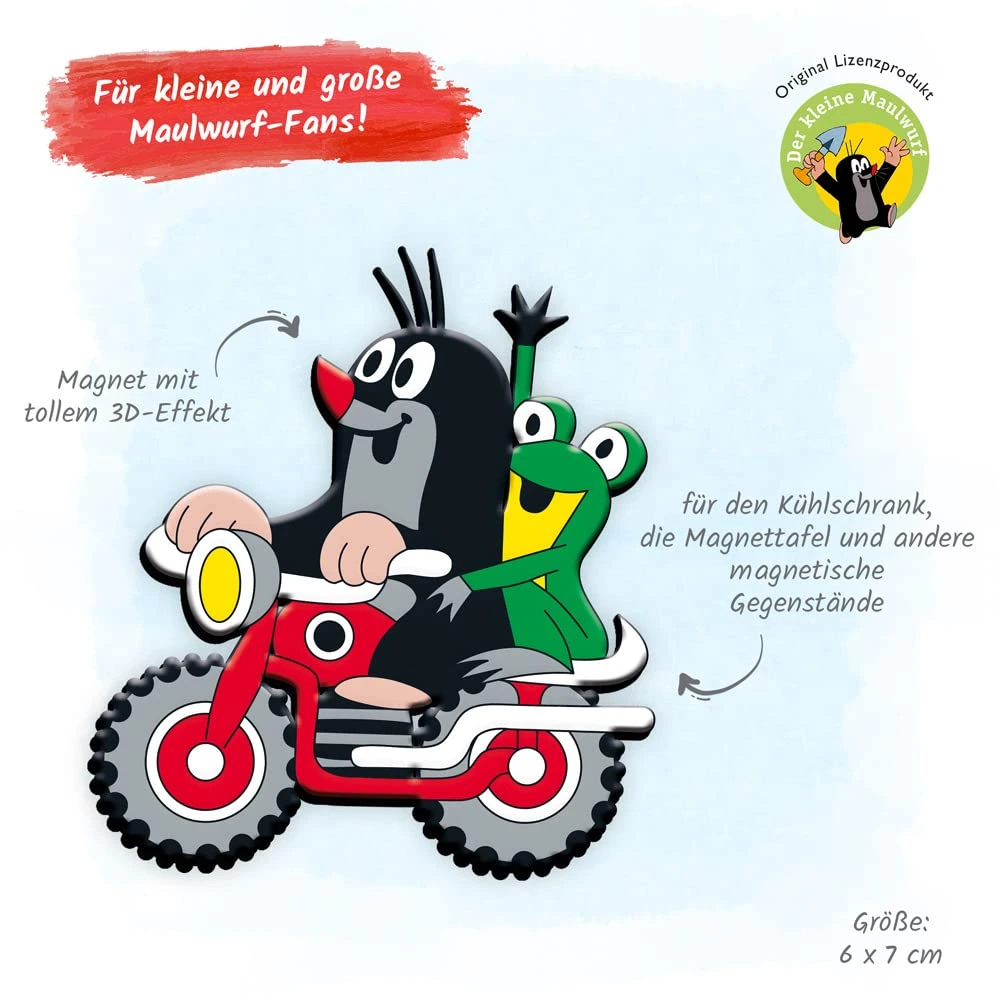 Der kleine Maulwurf - 3D Magnet - Motorrad