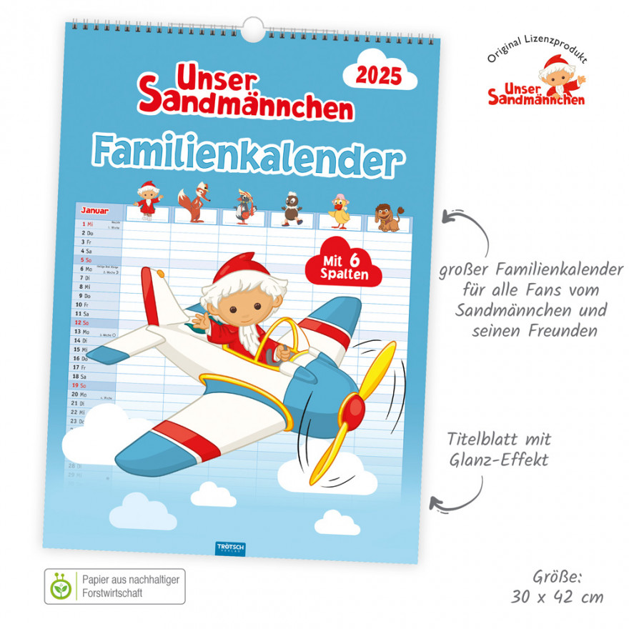 Unser Sandmännchen - XL-Familienkalender 2025