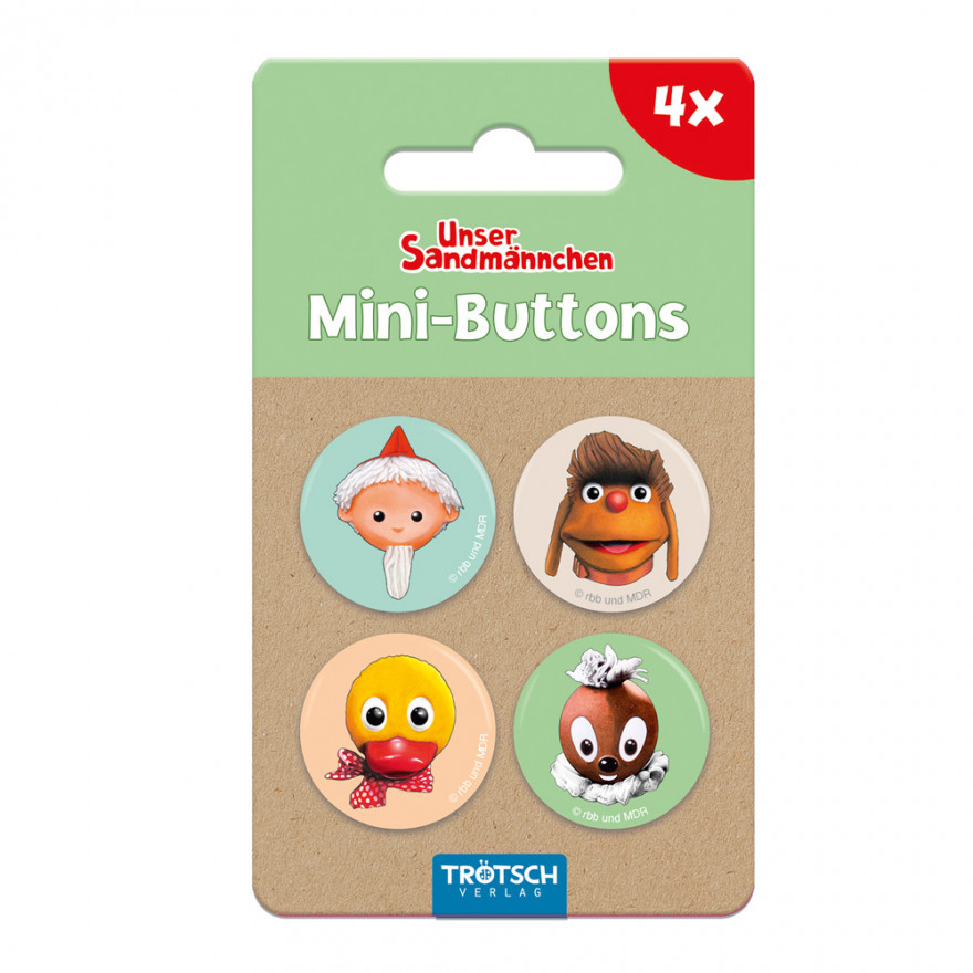 Unser Sandmännchen - 4er Set Mini-Buttons Sandmann retro