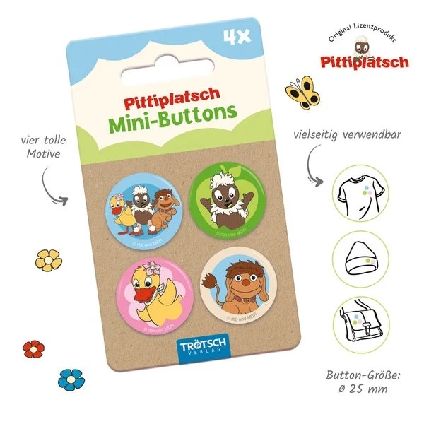 Pittiplatsch - Mini-Buttons (4er Set)